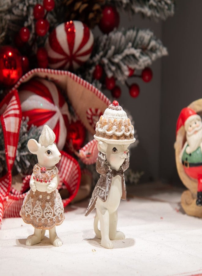 Braxio Indoor Christmas Gingerbread Mouse Figurine Set of 2 for Christmas, Festive Tabletop Decor, Cookie Ornament, Collectible Holiday Decorations for Christmas Tree, Mantel, Shelf - Image 1